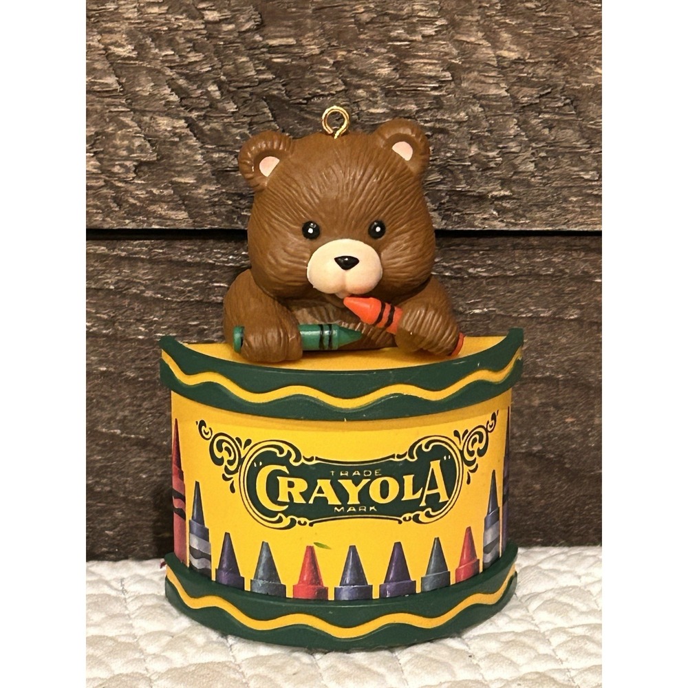 Vintage Crayola Crayons Bear Drum Christmas Tree Ornament Binney & Smith‎ 1992